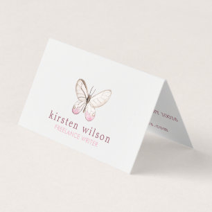 Simple Design Blush Butterfly Folded Business Card
