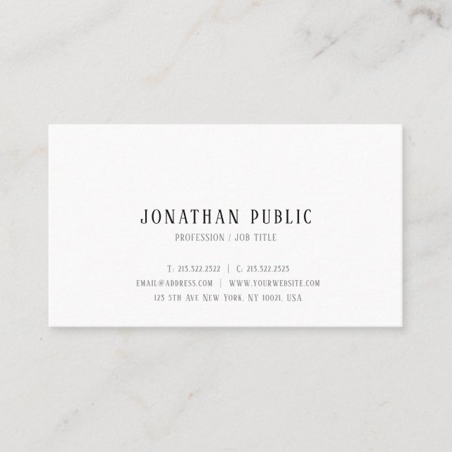 Simple Design Elegant Template Modern Professional Business Card (Front)