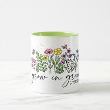 SIMPLE DESIGN FLOWERS "GROW IN GRACE" BIBLE VERSE