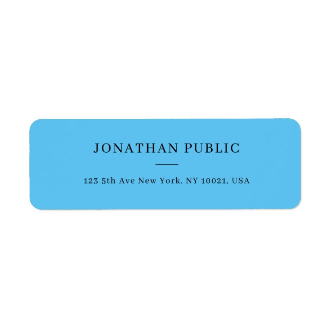 Simple Design Sky Blue Template Return Address Label (Front)