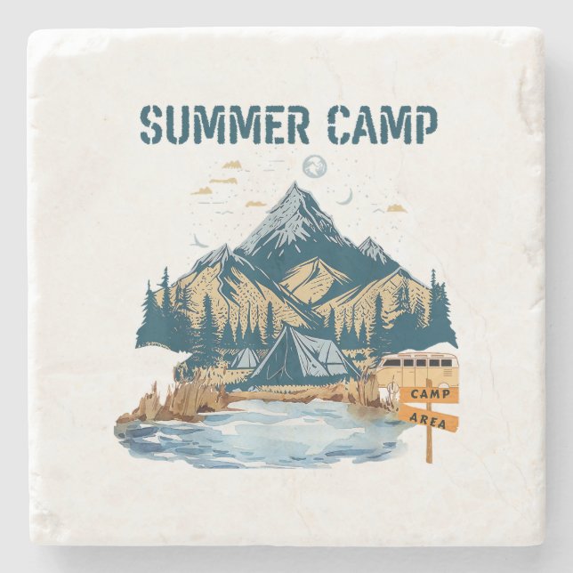 Simple Design Summer Camp Stone Coaster (Front)