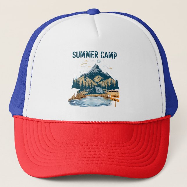 Simple Design Summer Camp Trucker Hat (Front)