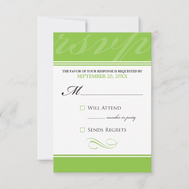 Simple Designer RSVP Card (green apple) (Front)