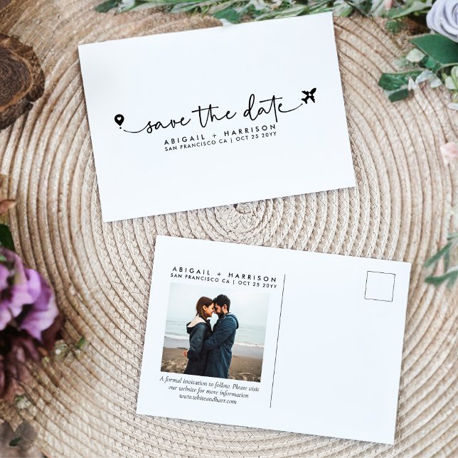Simple Destination Wedding Script Photo Postcard (Creator Uploaded)