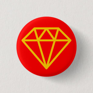 Simple Diamond - Amber on Red 3 Cm Round Badge
