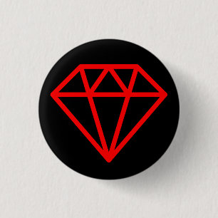 Simple Diamond - Red on Black 3 Cm Round Badge