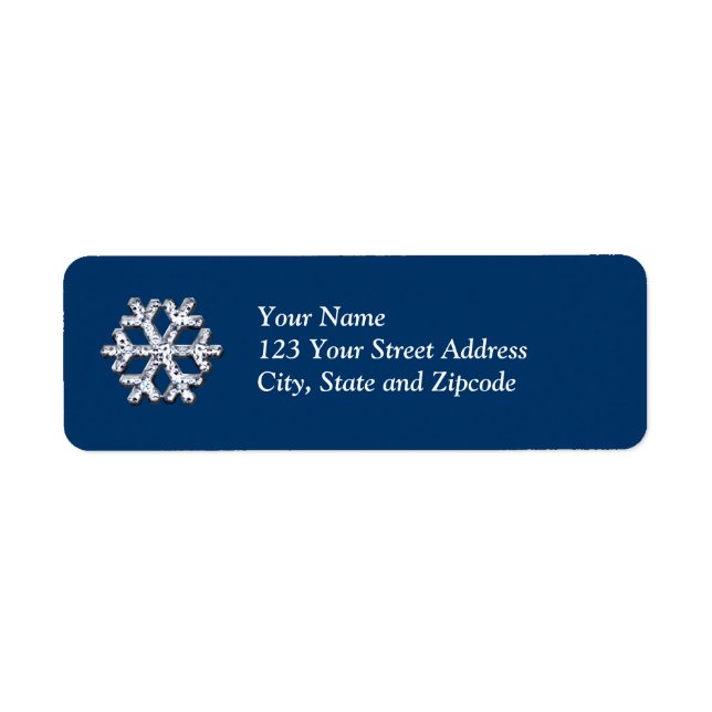 Simple Diamond Snowflake Return Address Label (Front)
