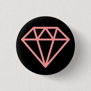Simple Diamond - Soft Pink on Black 3 Cm Round Badge