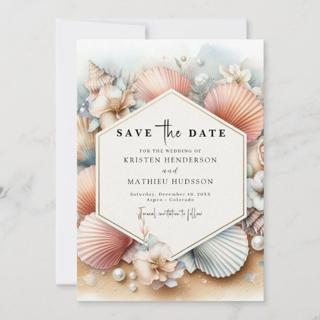 Simple Digital Beach Wedding Save The Date (Front)
