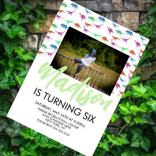 Simple Dinosaur Birthday Party Photo Invitation