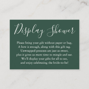Simple Display Bridal Shower Dark Green Enclosure Card