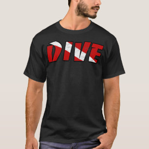 Simple DIVE dive Scuba Diving Red wand White T-Shirt