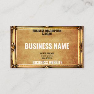 Simple DIY Custom Vintage Rustic Gold Frame Design Business Card
