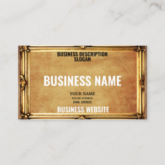 Simple DIY Custom Vintage Rustic Gold Frame Design Business Card