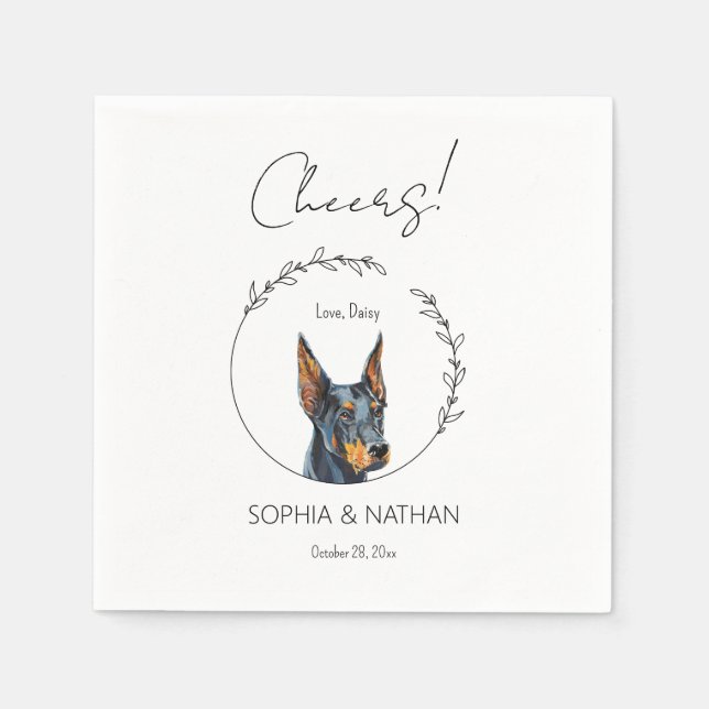 Simple Doberman Pinscher Dog Wedding Cocktail  Napkin (Front)