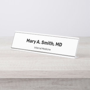 Simple Doctor's Name in Bold Medical Specialty Desk Name Plate