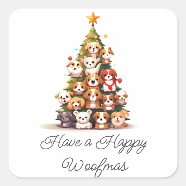 Simple Dog Christmas  Square Sticker (Front)
