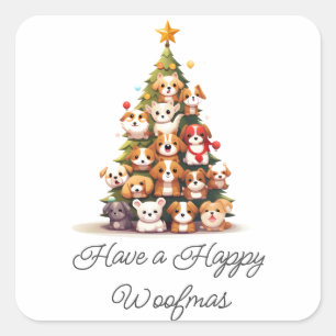 Simple Dog Christmas Square Sticker