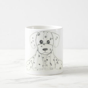 simple dog doodle kids black white dalmatian coffee mug