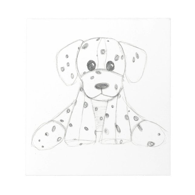 simple dog doodle kids black white dalmatian notepad (Front)
