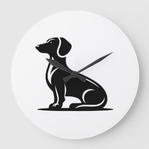 Simple Dog Motif Hunting Dog Silhouette Copy Large Clock