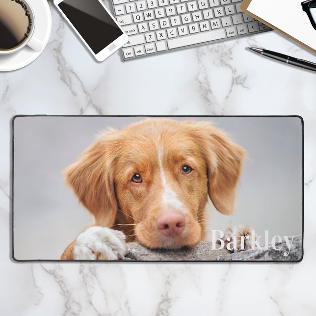Simple Dog Photo Personalised Cute Pet Office Desk Mat (Creator Uploaded)