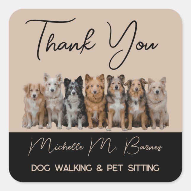 Simple Dog Walker / Pet Sitter Thank You Sticker  (Front)