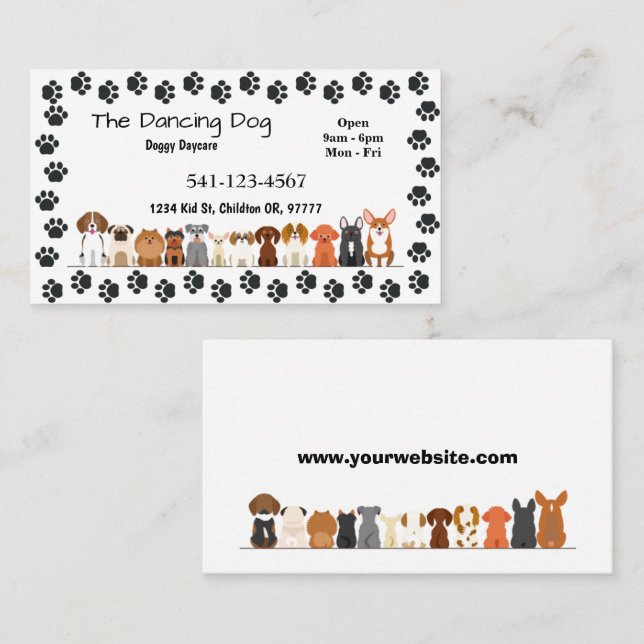 Simple Doggy Daycare Business Cards (Front/Back)