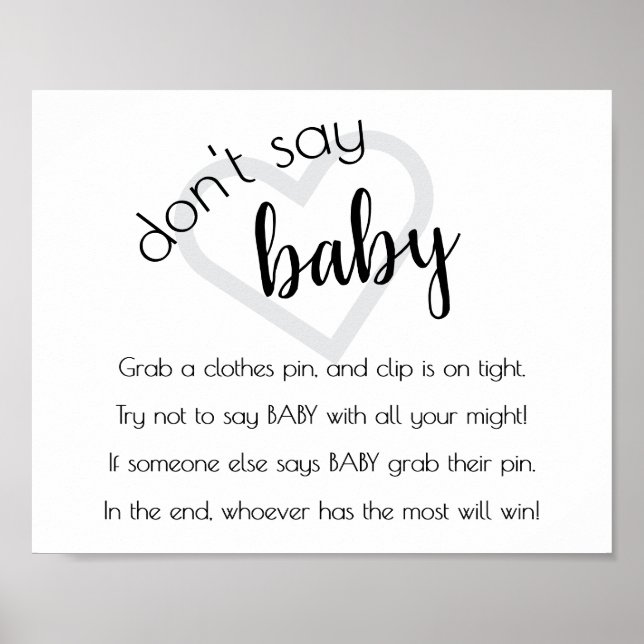 Simple Dont Say Baby | Black Script Shower Game Poster (Front)