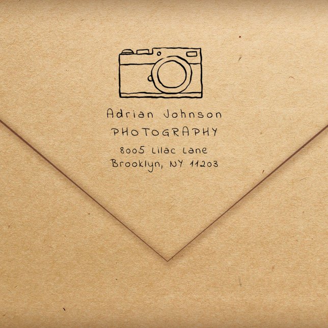 Simple Doodle Camera Photographers Return Address Rubber Stamp (Creator Uploaded)