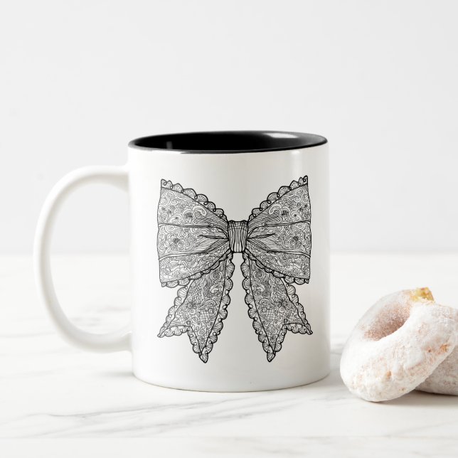 Simple doodle  Two-Tone coffee mug (With Donut)