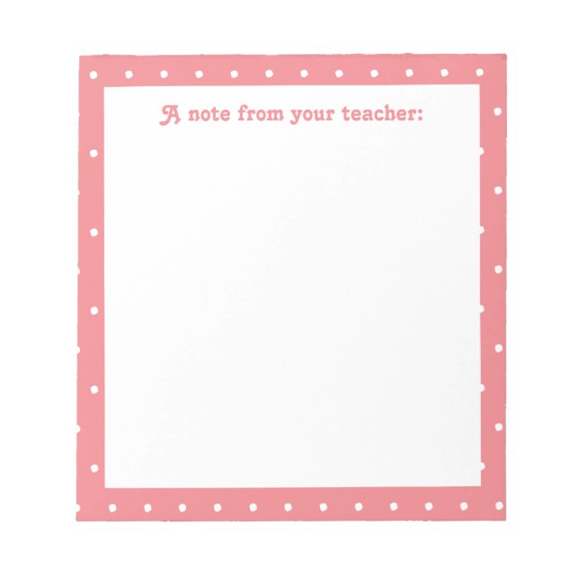 Simple Dot Pattern Elementary School Teacher Notepad (Front)