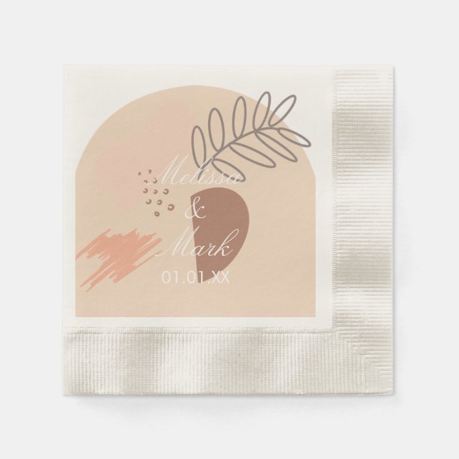Simple Double Arch Geometric Earth Shape Monogram Napkin (Front)
