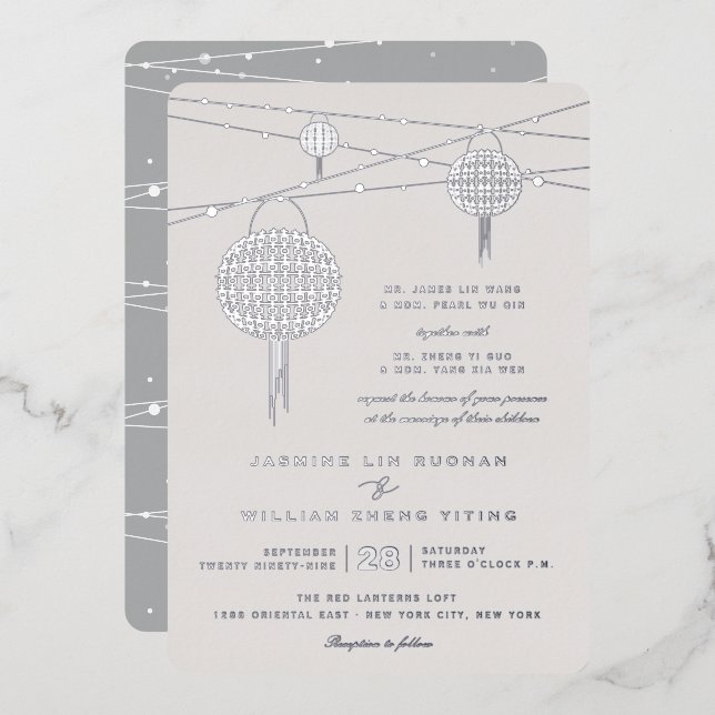 Simple Double Happiness Lanterns Chinese Wedding (Front/Back)