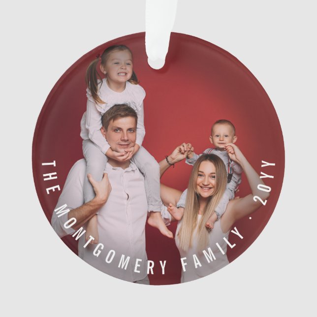 Simple Double Photo Modern Christmas Holiday Ornament (Front)