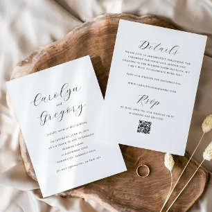 Simple Double-sided Minimalist Website QR Wedding Invitation