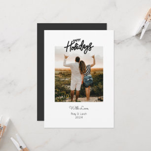 Simple Double Sided Two Photo Happy Holidays Card