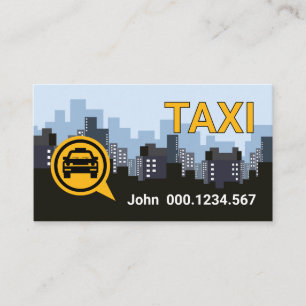Simple Downtown City Skyline Taxi Ride Business Card