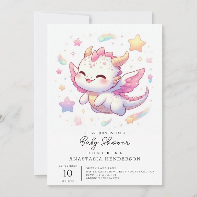 Simple Dragon Baby Shower Invitation (Front)