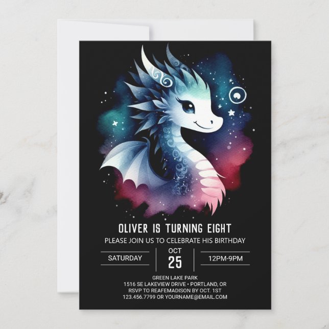 Simple Dragon Birthday Children Invitation (Front)