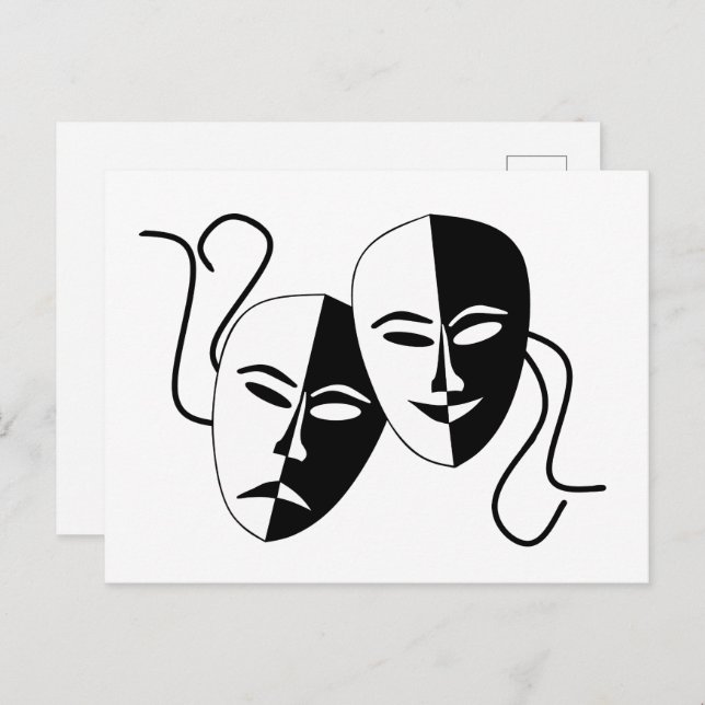 Simple Drama Comedy Masks Acting Postcard (Front/Back)