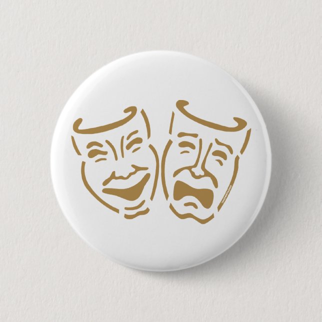Simple Drama Masks 6 Cm Round Badge (Front)