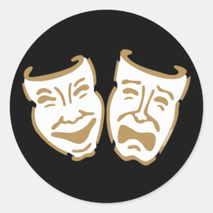 Simple Drama Masks Classic Round Sticker
