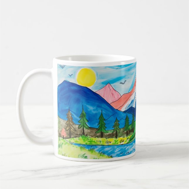 Simple Drawing Of Mountain By Child Coffee Mug (Left)