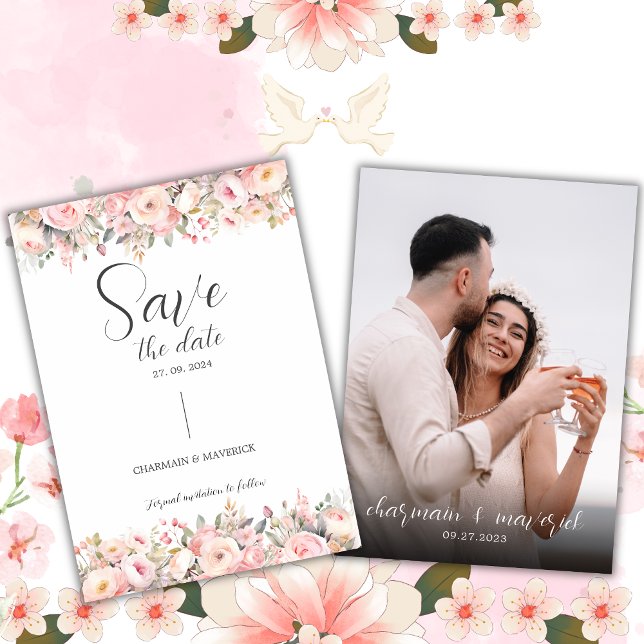 Simple Dreamy Script Photo Wedding Save the Date Invitation (Creator Uploaded)