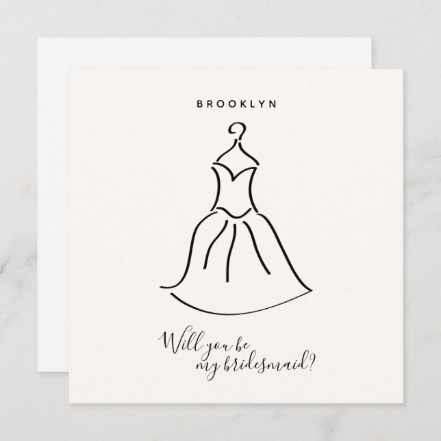 Simple Dress Bridesmaid Proposal Card (Front/Back)