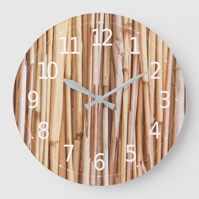 Simple Dried Bamboo Artwork | Wall Clock (Front)
