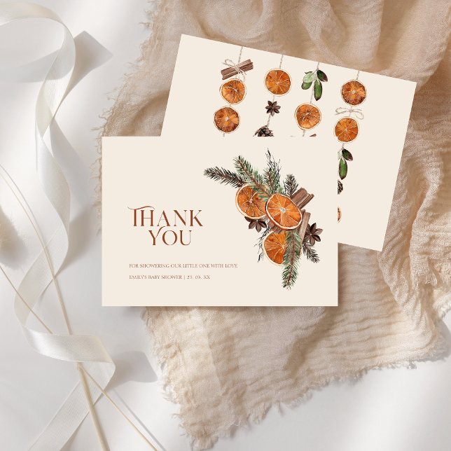 Simple Dried Orange Slices & Cinnamon Baby Shower Thank You Card (Simple Dried Orange Slices & Cinnamon Baby Shower Thank You Card)