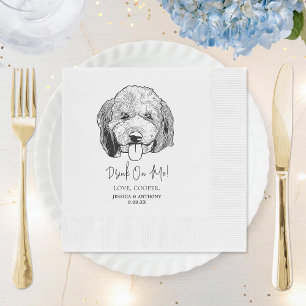 Simple Drink On Me Dog Hand Drawing Wedding Napkin