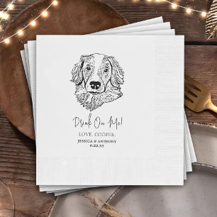 Simple Drink On Me Dog Hand Drawing Wedding Napkin